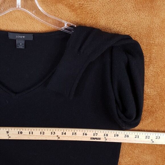 J CREW Womens Sweater Small Black Pullover VNeck Drop Shoulder Wool Blend - Picture 4 of 7